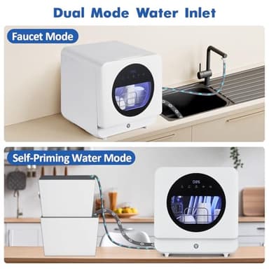 Dishwasher Countertop Compact Portable Dishwasher with Faucet & Self-Priming Water Modes Water Inlet, Compact with More Space Inside,6 Programs Ideal for RV & Apartments, No Hookup Needed - Image 4