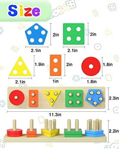 Yetonamr Montessori Toys for 1 2 3 Years Old Boys Girls Birthday Gifts, Wooden Sensory Toys for Ages 2-4 Kids Baby, Toddler Learning Toy Activities Puzzles Ages 1-3 - Image 6