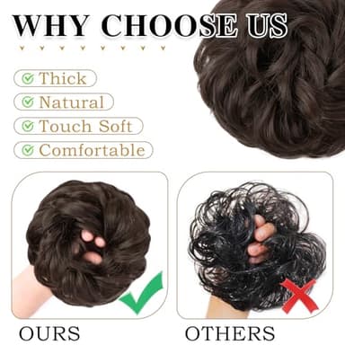 MORICA Messy Bun Hair Piece Curly Fake Hair Bun Scrunchies Extensions Synthetic Chignon Updo Hairpieces for Women Dark Brown - Image 6