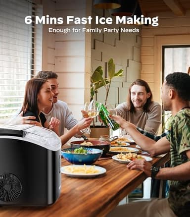 Nugget Ice Maker Countertop, Silonn Chewable Pellet Ice Machine with Self Cleaning Function, Pebble Portable Ice Maker with Ice Scoop for Home Kitchen Office, Black - Image 4