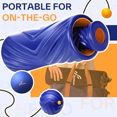 Sportneer 4 in 1 Foam Roller Set: Dual Textures Foam Roller, Foot Roller, Lacrosse Ball, Traction Massage Ball with String, Deep Massage Roller for Whole Body Release, Physical Therapy (Blue) - Image 6