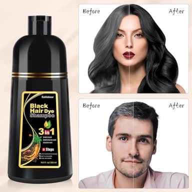 Bablabear Black Hair Dye Shampoo for Gray Hair, Semi-Permanent Hair Color Shampoo for Women and Men, Herbal Ingredients, 3 in 1 100% Grey Coverage.Lasts 30 Days/500ml/Natural herbal Ingredients - Image 2