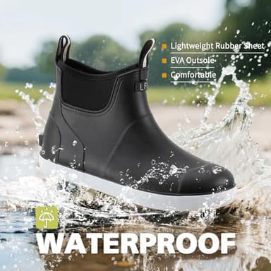 CKWLXQY Women's Deck Boots, Waterproof Ankle Rain Boots with Anti-Slip Traction, Rubber Garden & Fishing Boots for Boating, Camping, Farming & Outdoor Work - Image 2