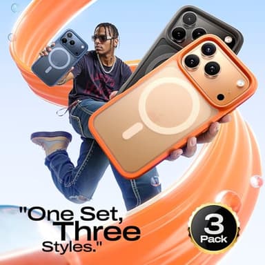 LISEN 3-Pack Case for iPhone 17 Pro Max [2025 Upgrade] (Compatible with Magsafe & Shockproof Military-Grade Protection) Magnetic Phone Cover for 17 promax, 3-Color Set Multicolor - Image 6