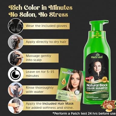 Herbishh Hair Color Shampoo for Gray Hair – Natural Hair Dye Shampoo – Colors Hair in Minutes – Lasts Up To 3-4 Weeks – 500ML – 3-In-1 Hair Color – Colors, Cleanses, and Conditions (Black) - Image 6