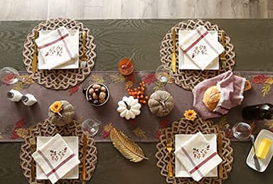 DII Fall Table Décor Embroidered Tabletop for Thanksgiving Dining, Table Runner, 14x108, Shimmering Leaves - Image 7