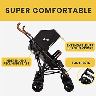 Jeep PowerGlyde Plus Side x Side Double Stroller by Delta Children, Black - Image 3
