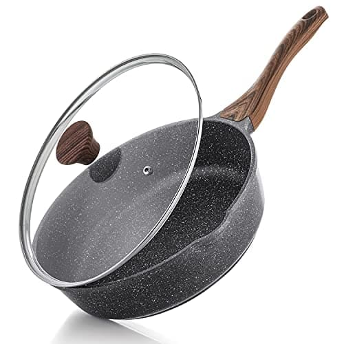 SENSARTE Nonstick Skillet, Deep Frying Pan 10/11/12-inch, Saute Pan with Lid, Stay-cool Handle, Healthy Stone Cookware Cooking Pan, Induction Compatible (10-Inch/3.5QT) - Image 1