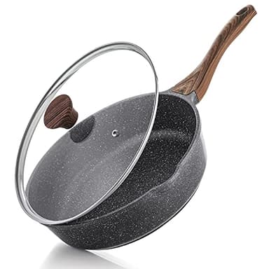 SENSARTE Nonstick Skillet, Deep Frying Pan 10/11/12-inch, Saute Pan with Lid, Stay-cool Handle, Healthy Stone Cookware Cooking Pan, Induction Compatible (10-Inch/3.5QT) - Image 1