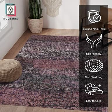 RUGSURE Washable Area Rug - 1/6 Thick - Stain & Water Resistant Non-Slip - Resistant Rug for Living Room, Bedroom, Nursery, Pet & Child Friendly, Vintage Charm Area Rugs (Burgundy, 9' x 12') - Image 2