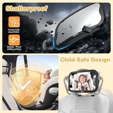 AMTIFO Shatterproof Baby Car Mirror - 360° Adjustable Rearview Mirror for Rear-Facing Car Seats, Clear Wide-Angle View, Easy Tool-Free Installation,Child Safety & Peace of Mind - Image 4