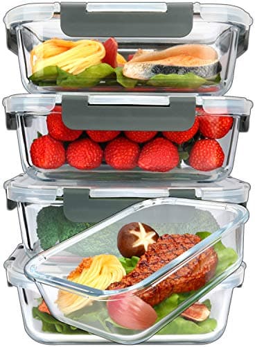 M MCIRCO [5-Packs, 36 Oz Glass Meal Prep Containers with Snap Locking Lids Glass Food Containers,Airtight Lunch Container,Microwave, Oven, Freezer and Dishwasher (4.5 Cup) - Image 1