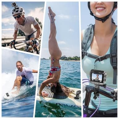 Action Camera 4K 60FPS with Touch Screen 20MP Waterproof Camera Underwater 131FT with EIS for Snorkeling Helmet Bike 170° Wide Angle Remote WiFi 5XZoom - Image 6