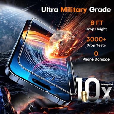 TOCOL for iPhone 15 Pro Max Screen Protector 9H Hardness Military Grade Shatterproof HD Tempered Glass for Full Coverage Easy Installation 2 Pack - Image 3