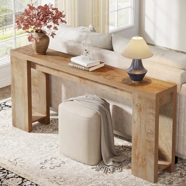 Tribesigns 70.9-Inch Extra Long Console Table, Farmhouse Wood Sofa Table Behind Couch, Narrow Entryway Accent Table for Living Room, Hallway, Entrance, Foyer, Light Oak Brown - Image 3