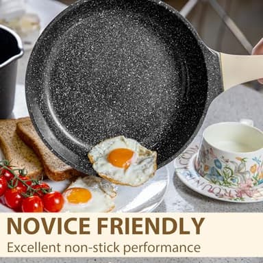 Romswi 23pcs Pots and Pans Set Non Stick, Kitchen Cookware Set with Casserole, Frying & Saucepans, Oven Safe & Stovetop Agnostic Non Toxic Cookware (Gas, Electric & Induction) - Black - Image 5