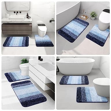 Arotive Microfiber Bathroom Rugs, Shaggy Soft and Absorbent Bath Rug, Non-Slip, Thick Plush Machine Washable Dry Bath Mats for Bathroom, Tub and Shower, 30x20, Blue - Image 9