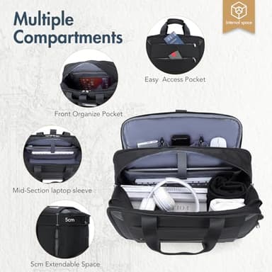 Lekebobor Rolling Laptop Bag - Laptop Briefcase on Wheels for Women/Men Fits Up to 15.6Inch Rolling computer Bags Water Resistant for Travel Work and Business (Black) - Image 5