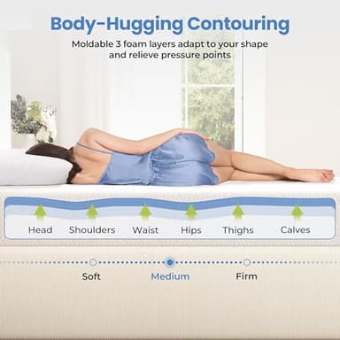 Yaheetech 10 Inch Twin Mattress 3 Foam Layer Cooling Gel Memory Foam Mattresses, Green Tea for Fresher Sleep, Medium Firm, CertiPUR-US Certified, No Fiberglass, Twin Size Mattress in a Box - Image 4