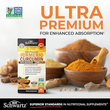 Turmeric Curcumin with Black Pepper Extract 1500mg - High Absorption Ultra Potent Turmeric Supplement with 95% Curcuminoids and BioPerine - Non GMO Tumeric Capsules for Joint Support - 90 Capsules - Image 2