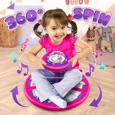 Flooyes Unicorn Sit and Spin Toys for Toddlers Girls 2 Years Old, Birthday Gifts for 2-4, with LED and Music, 360° Spin - Image 2