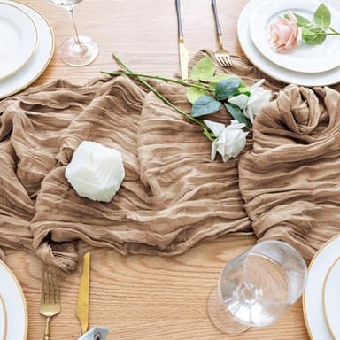 Wokceer Cheesecloth Table Runner 12Pack 10FT Nude Brown Christmas Gauze Cheese Cloth Table Runner for Party Rustic Sheer Table Runners for Baby Bridal Shower Wedding Easter Decor - Image 5