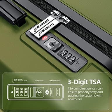 SHOWKOO Luggage Sets Expandable PC+ABS Durable Suitcase Double Wheels TSA Lock Olive Green 3pcs - Image 8