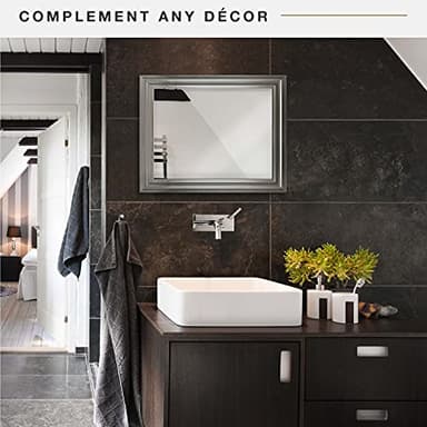 MCS Ezra 22.66x28.66 Large Wall Mirror, Brushed Nickel & Beveled Detail Mirror, Vertical & Horizontal Wall Hanging Mirror for Bathroom, Bedroom & Livingroom - Image 2