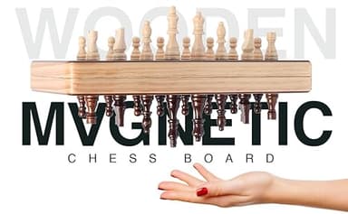 15 Inch Magnetic Wooden Chess Set for Adults & Kids - Folding Travel Chess Board with Handcrafted Staunton Pieces, Extra Queens, and Storage Slots - Image 6