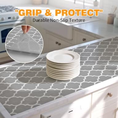 COAVAS Shelf Liner for Cabinets & Drawers Non Slip, No Adhesive Drawer Liners for Dresser, Kitchen, Shelves, Thick Shelf Paper Waterproof, Cut-to-Size (Gray, 12IN x 10FT) - Image 8