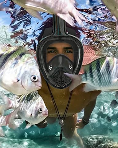 QingSong Full Face Snorkel Mask for Adults, Snorkeling Gear with Camera Mount, 180 Degree Panoramic View Snorkel Set Anti-Fog Anti-Leak - Image 2