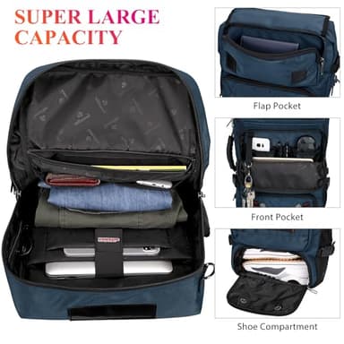 WITZMAN Carry on Travel Backpack for Men Women Airline Approved Convertible Nylon Duffle Backpack Luggage Bag (B682 blue) - Image 3