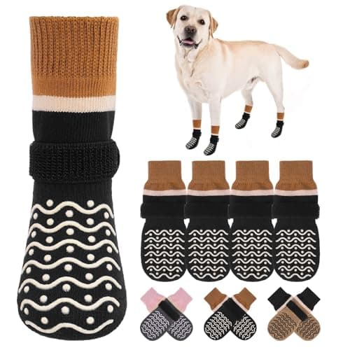 BEAUTYZOO Dog Socks, Non Slip Dog Socks to Prevent Licking Paws -Dog Boots & Paw Protectors with Grippers on Hardwood Floors, Dog Shoes for Hot/Cold Pavement Small Medium Large Senior Dogs Booties - Image 1