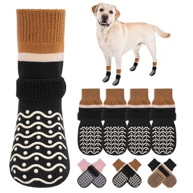 BEAUTYZOO Dog Socks, Non Slip Dog Socks to Prevent Licking Paws -Dog Boots & Paw Protectors with Grippers on Hardwood Floors, Dog Shoes for Hot/Cold Pavement Small Medium Large Senior Dogs Booties - Image 1