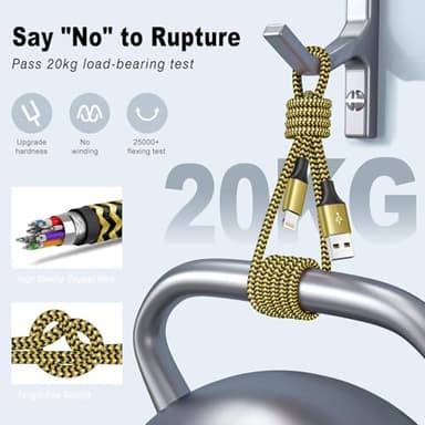 SHUSEL for iPhone Charger 3 Pack 6FT USB Lightning Cable MFi Certified Fast Charging Nylon Braided for iPhone Charger Cord Compatible with iPhone 14 Plus 14 pro max 13 12 11 XS X XR 8 Plus 7 6 SE 5s - Image 5