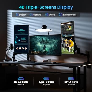 Trycoo Mini PC, Ryzen 5 5600H (6C/12T, up to 4.2Ghz),8GB DDR4/256GB NVMe SSD,Type-C/DP/HD,4K/60Hz Triple-Display,Mini Desktop Computer,Dual LAN/WiFi6/BT5.2/USB3.2 Mini Computers - Image 7