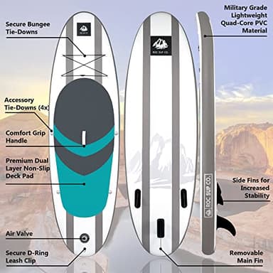 Roc Inflatable Stand Up Paddle Boards with Premium SUP Paddle Board Accessories, Wide Stable Design, Non-Slip Comfort Deck for Youth & Adults (Ocean) - Image 4
