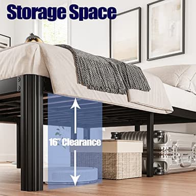 Hunlostten 18in Full Size Bed Frame No Box Spring Needed, Heavy Duty Metal Platform Bed Frame Full with Round Corners, Easy Assembly, Noise Free, Black - Image 6