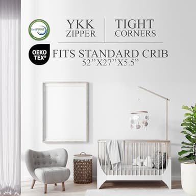 Organic Cotton Dual-Sided Crib Mattress | 2-Stage Premium Memory Foam CertiPUR-US Hypoallergenic Baby Mattress, Firm Support for Infant, Cooling Gel for Toddler, Waterproof Washable Cover, 52x27.5x5.5 - Image 6