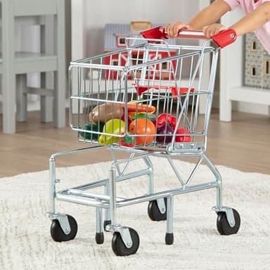 Melissa & Doug Toy Shopping Cart, Grocery Store Pretend Play Toys with Sturdy Metal Frame & Working Wheels, Toddler Shopping Cart, Preschool Learning Toys for Girls & Boys 3+ - Image 9