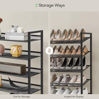 Nunsino Shoe Rack, Long Shoe Organizer,Max Holds 75 Pairs,12 Tier Metal Shoe Storage Shelf,6-Tier Stackable Shoes Organizer for Garage, Entryway,Black - Image 5