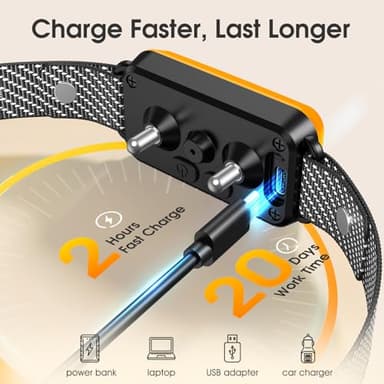 KJKZO Dog Bark Collar for Large Medium Small Dogs, Effective No-Bark Collar, Smart Barking Collar, Rechargeable Bark Collar with 7-Level Sensitivity, 3 Beep & Vibration Modes, Waterproof, Orange - Image 5