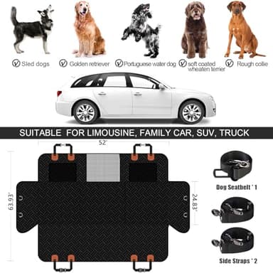 BIKAEIK Back Seat Extender for Dogs, Dog Car Seat Cover with Hard Bottom,Dog Hammock for Car Backseat Protector Waterproof Dog Car Seat Bed with Mesh Window for Cars,Trucks,SUVs - Image 3