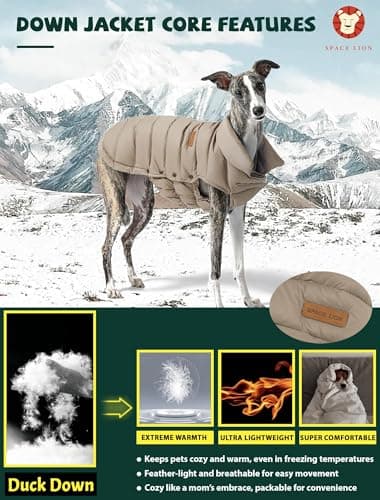 SPACE LION Dog Puffer Jacket, Down Winter Coat, Durable Outdoor Coat for Cold and Windy Conditions, Waterproof, Lightweight Jacket, Adjustable Fit for Small, Medium, Large Dogs(Khaki,8/XS) - Image 3
