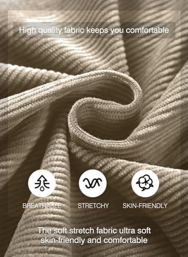 JMIERR Men's Corduroy Shorts Casual Elastic Waist Drawstring Lightweight Summer Beach Shorts for Resort Wear 38 (X-Large) Parchment - Image 6