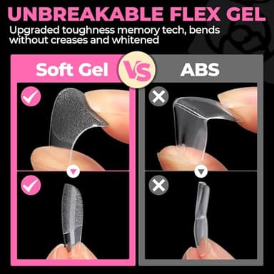 UNA GELLA Short Coffin Nails Tips, 504pcs No c Curve short Coffin Gel Press On Nails Pre Etched For Women Acrylic Nail Extension Full Cover Home Salon 12 Sizes - Image 6
