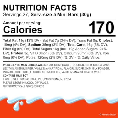 Kinder Chocolate Mini, 29.2 oz Bulk Pack, Up to 138 Minis, Milk Chocolate Bar with Creamy Milky Filling, Individually Wrapped Candy - Image 2