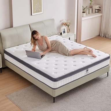 Full Size Mattress, 10 inch Hybrid Mattress in a Box, Medium Firm, Pressure Relief & Motion Isolation, Gel Memory Foam Pocket Springs, CertiPUR US Certified, 365 Nights Trial - Image 7