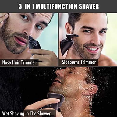 Electric Razor for Men - Rechargeable Electric Shaver for Men, Waterproof Wet Dry Cordless Razor with Nose Hair Trimmer and Sideburns Trimmer - Image 4