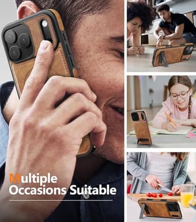 WTCASE Magnetic for iPhone 17 Pro Max Leather Case,Built-in Invisible Stand [Compatible with Magsafe] Protective Slim Kickstand Phone Cover for iPhone 17 Pro Max,Brown - Image 8